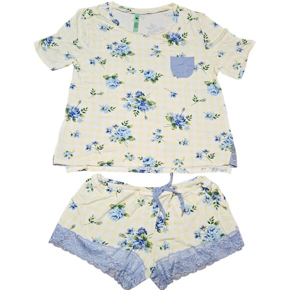 NWT HONEYDEW INTIMATES SOMETHING SWEET ZEST GINGHAM LOUNGE/SLEEP SHORTIE SET M - Picture 2 of 10